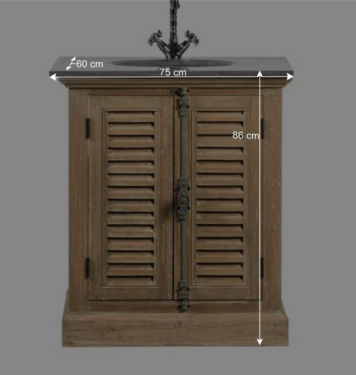 Landhaus Waschtisch mit Becken & Steinplatte Harrosands & Kiefer Antik teilmassiv