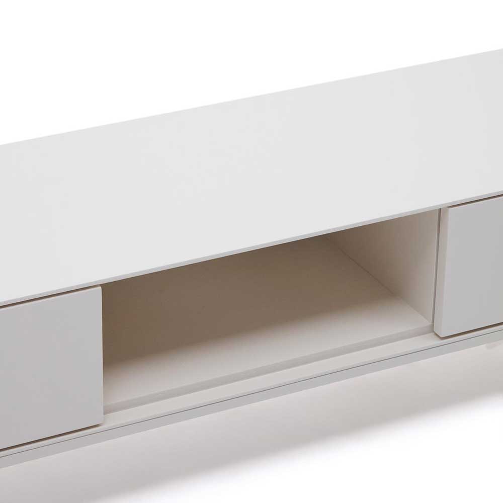 Weißes TV Lowboard mit drei Schubladen & Fach - Dresconio