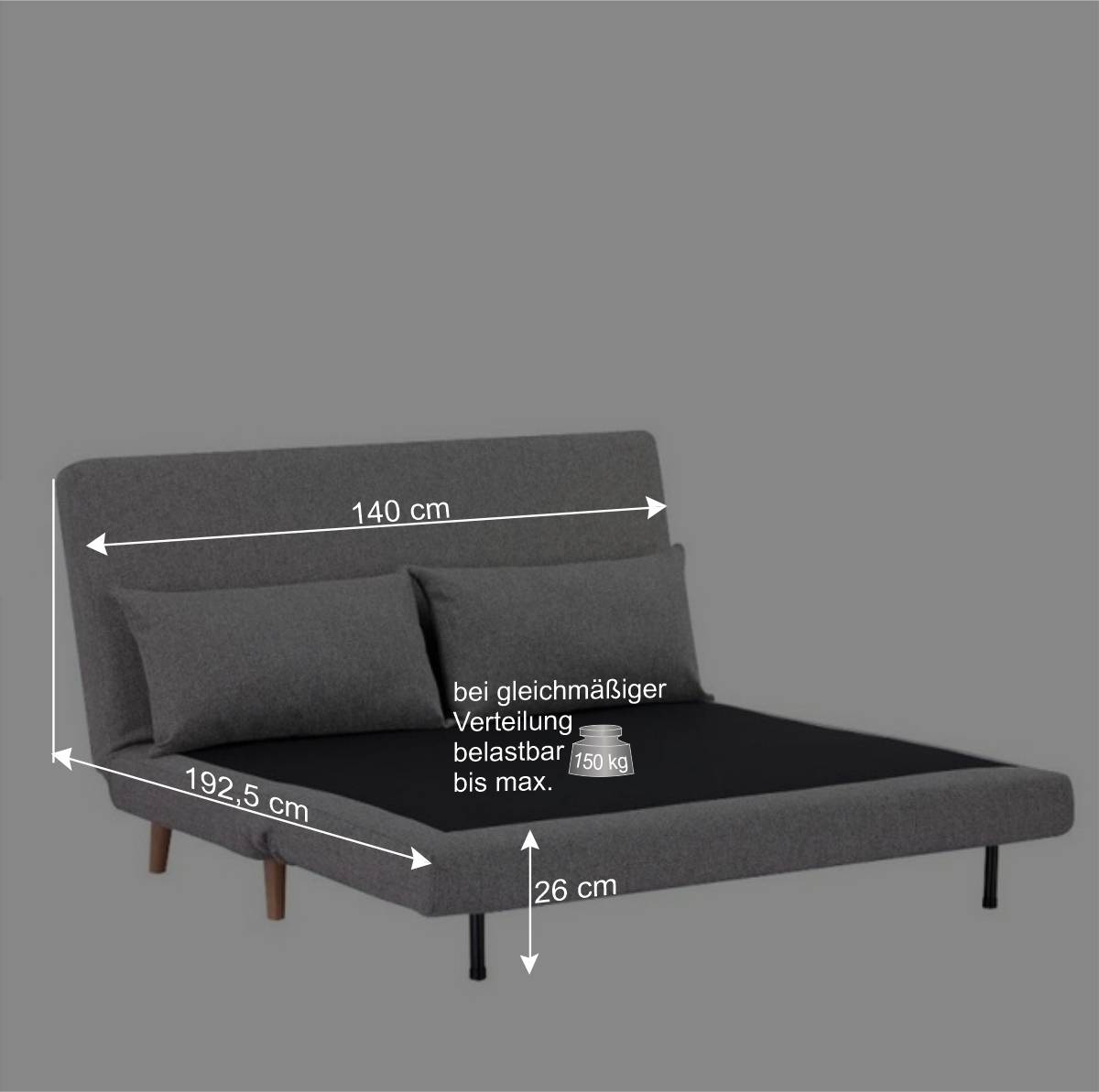 Faltsofa in Grau und Birke - Lucas