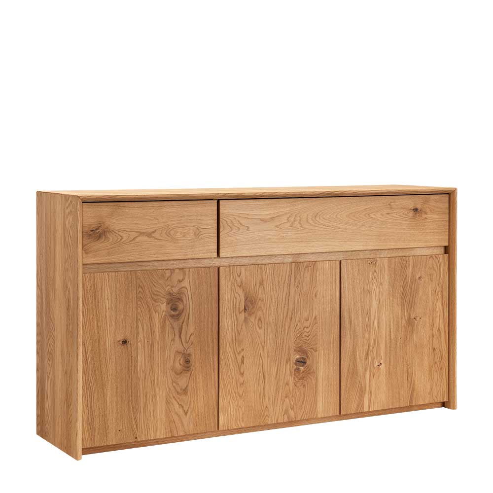 Wildeiche Sideboard mit zwei Schubladen und drei Türen aus Massivholz für das Wohnzimmer – Zandras