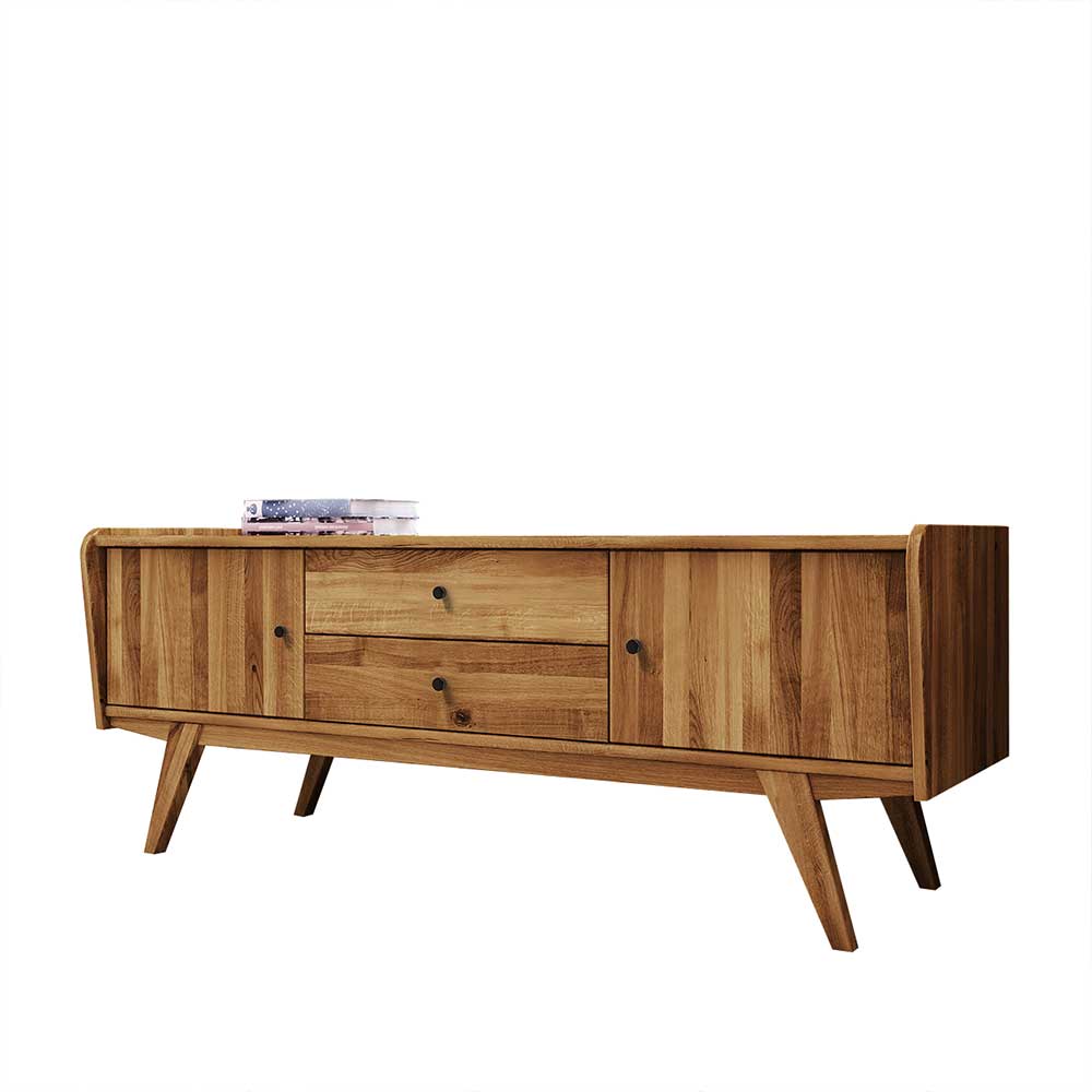 Mid Century Lowboard aus Wildeiche Massivholz - Hardus