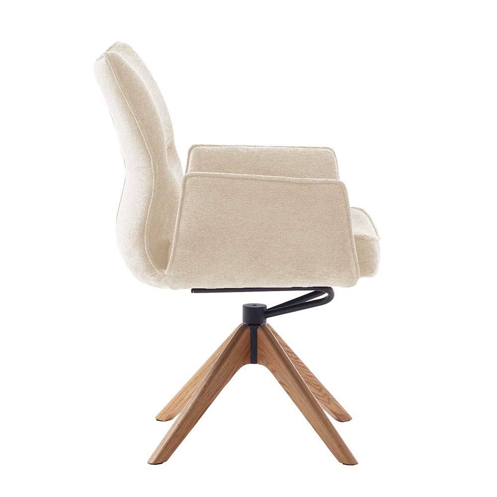 Taschenfederkern-Tischsessel in Creme - Matthis (2er Set)
