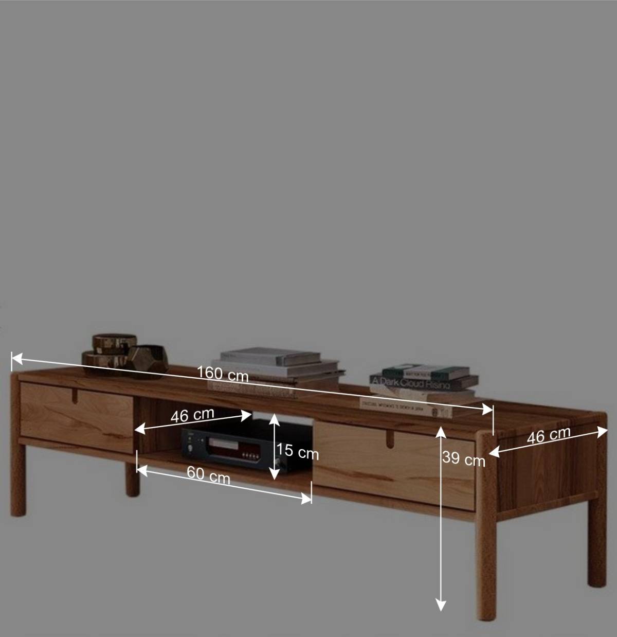 TV Board mit zwei Schubladen & Fach - Indrya