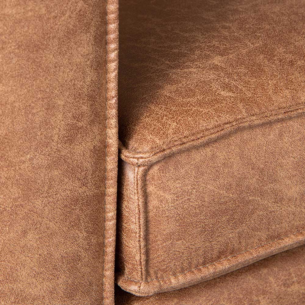 Wohnzimmercouch in Cognac Braun Microfaser - Ashento