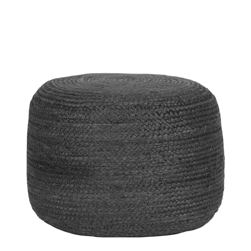 Runder Pouf aus Jute Geflecht in Anthrazit - Triumph