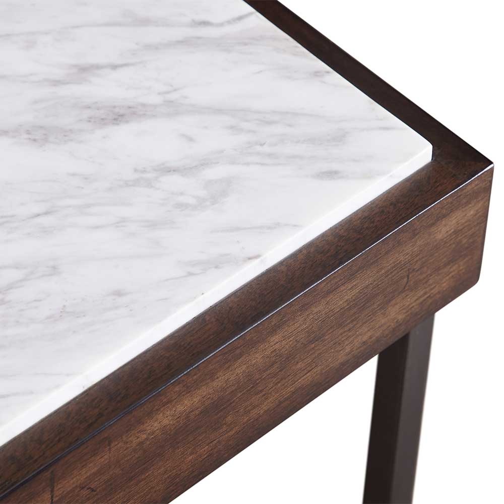 Design Beistelltisch mit Marmorplatte in Weiß - Nuista
