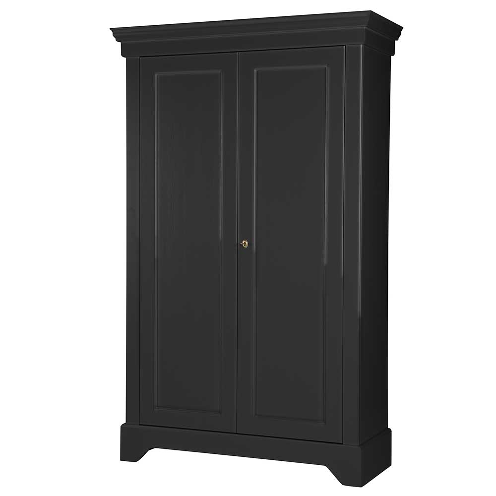 Kiefernholz Kleiderschrank in Schwarz - Zaotrado