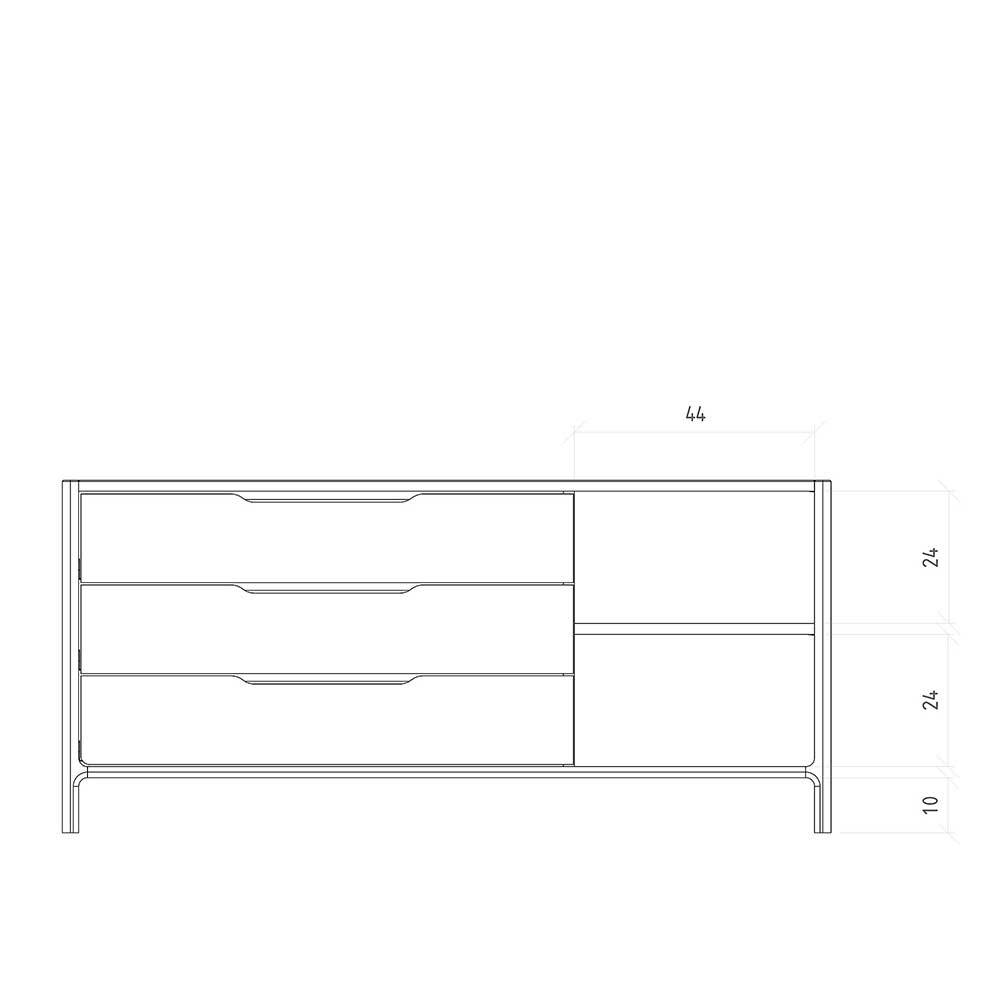 64 cm hohes Sideboard aus Wildeiche massiv - Laida