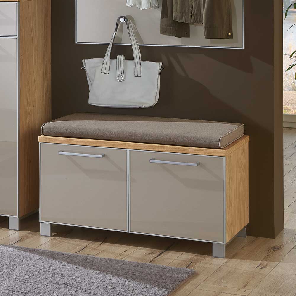 Dielenmöbel Diecca in Taupe Eiche Bianco (vierteilig)
