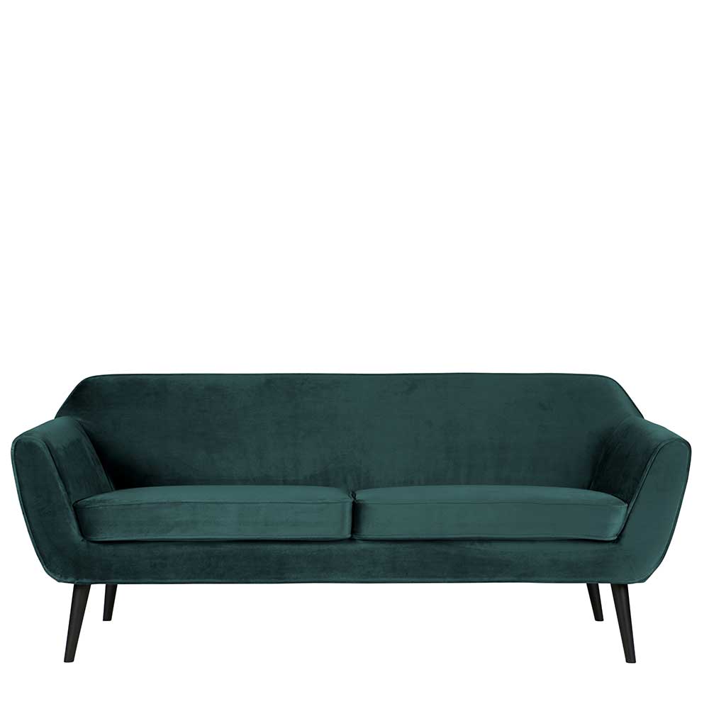 2,5er Wohnzimmercouch in Petrol Blau & Schwarz - Jerry