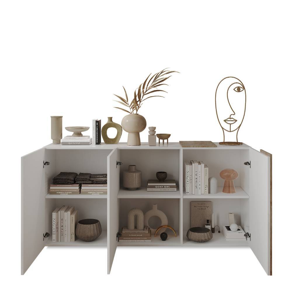 Sideboard in Weiß und Wildeiche - Tabea