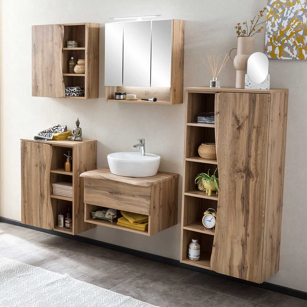 Holzdekor Badmöbel mit Naturkante - Tofias (fünfteilig)