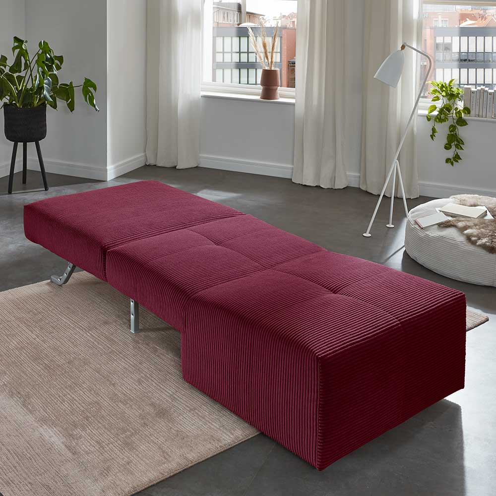 Sessel zum Schlafen in Bordeaux Rot Cord - Holdywas