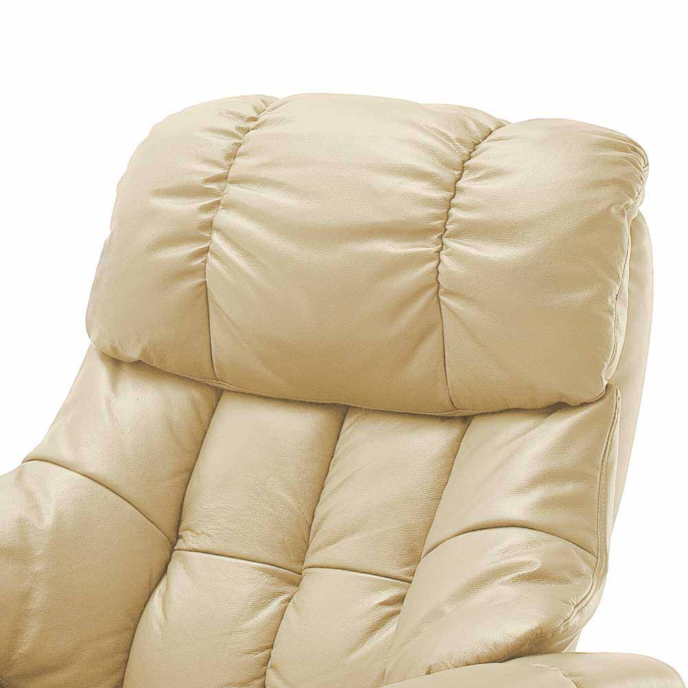 Verstellbarer Ledersessel in Creme & Natur Marika mit Fußhocker im Set (zweiteilig)