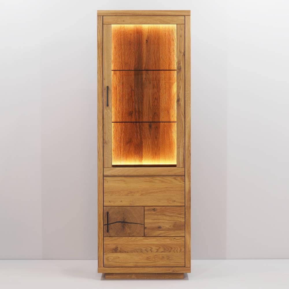 Vitrinenschrank aus Eiche Massivholz - Hugo