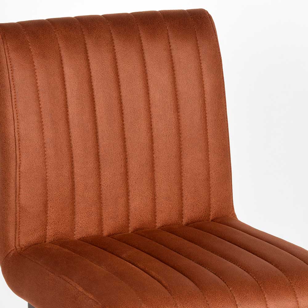Microfaser Barstuhl in Cognac Braun - Pelicano (2er Set)