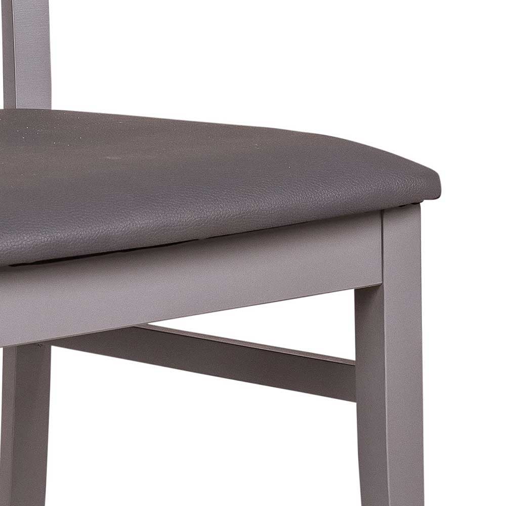 Buche Massivholzstuhl in Grau Spazion mit Kunstleder Sitz (2er Set)