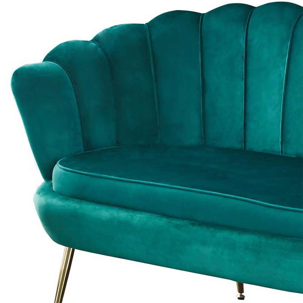 Muschel Design Sofa in Grün & Gold - Pirivanus