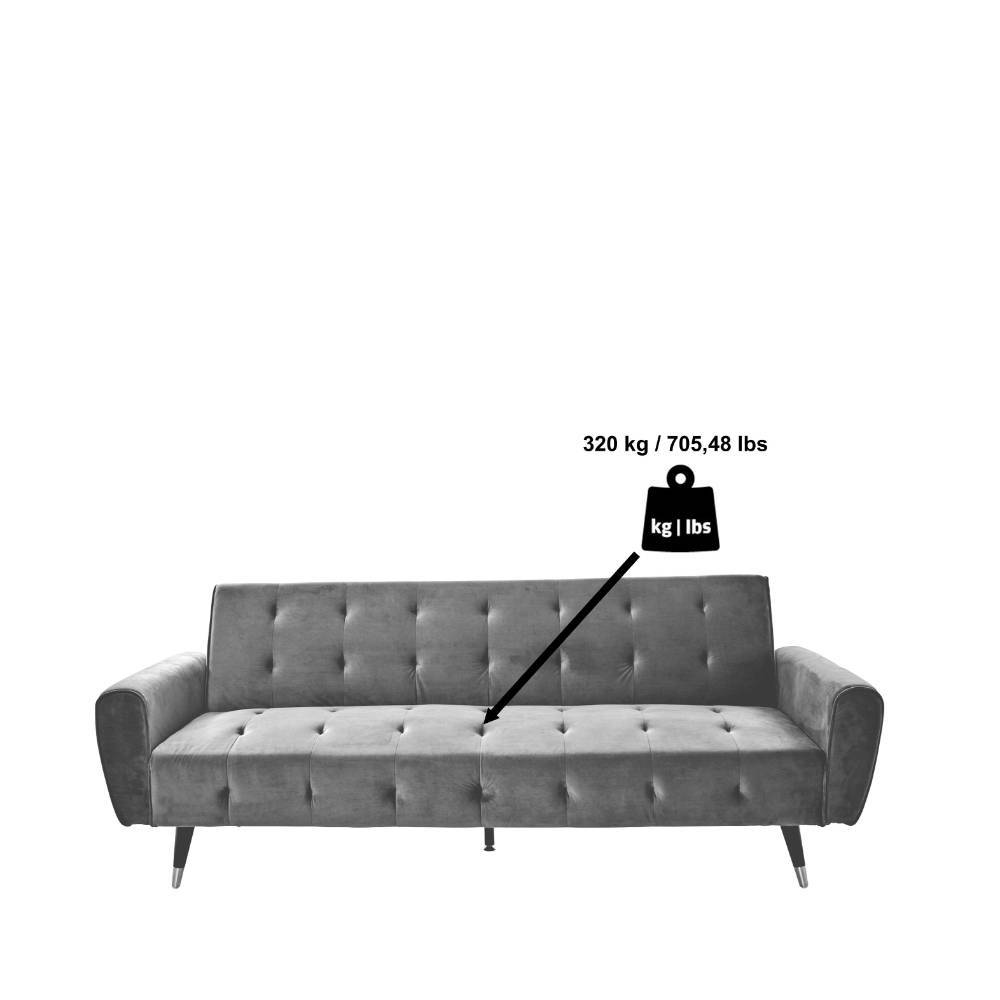 Klappcouch aus Samt Grau - Acruma