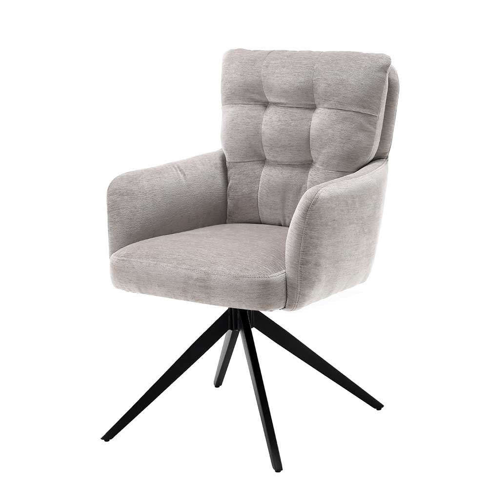 Chenille Tischsessel in Taupe - Vatros (2er Set)