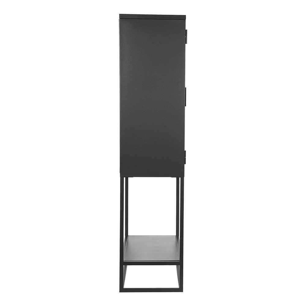 Industrial Metallvitrine in Schwarz lackiert - Endja