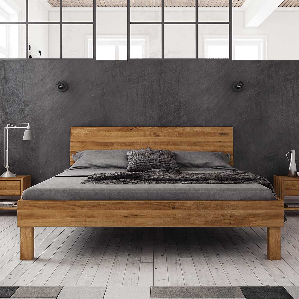 Kurzes Bett aus Wildeiche mit 190cm Länge - Olbysca