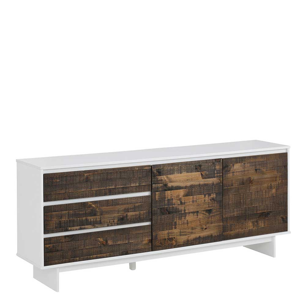 165x68x35 Sideboard in Weiß & Kiefer dunkel - Chihu