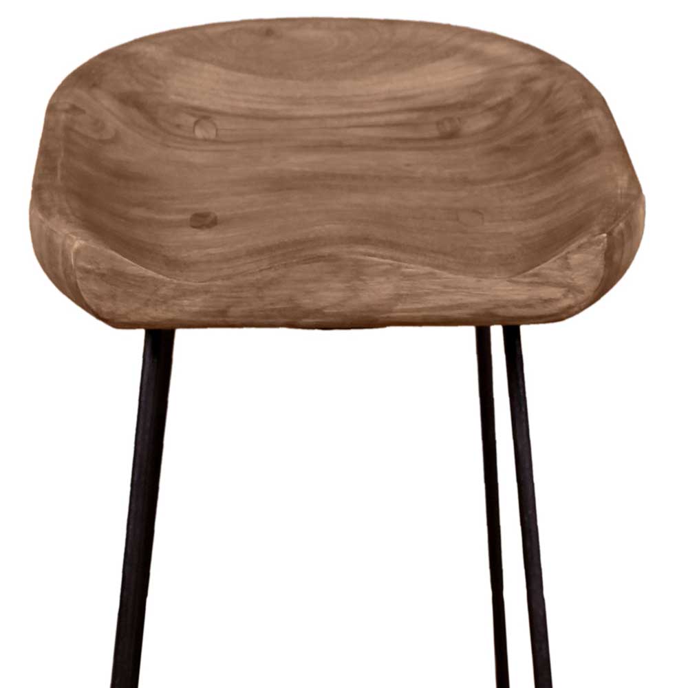 Industrial Barhocker Smantana aus massivem Akazienholz