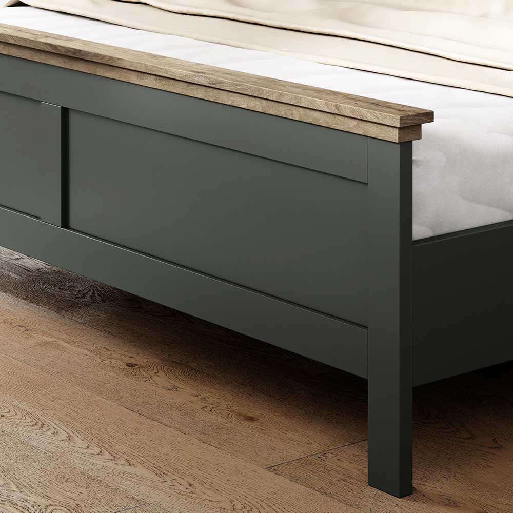 Country Style Doppelbett in Dunkelgrün - Daney