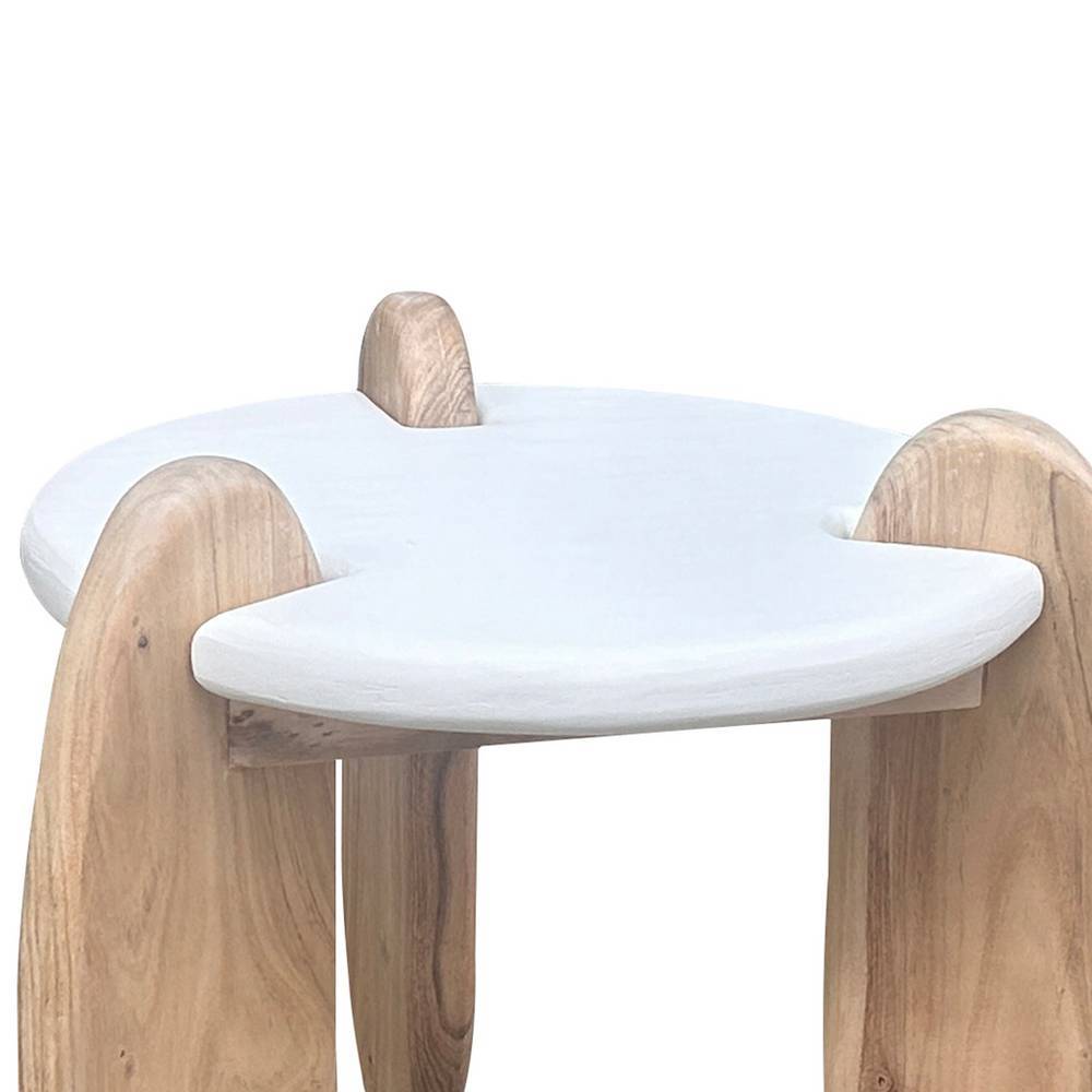 Skandi-Design-Beistelltisch in Naturweiß und Akazie - Usilvea