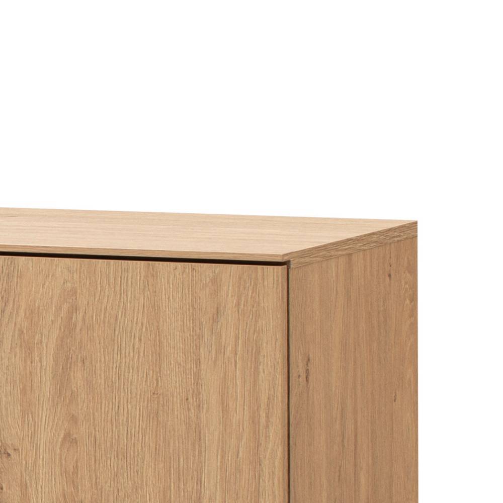 Obere Eckansicht des Sideboards in Eiche Stone Dekor mit glatter Kantenverarbeitung – Jaskin