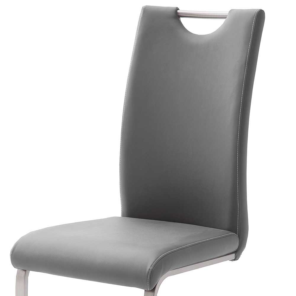 Freischwinger Esszimmerstuhl Kunstleder Jector in Grau (4er Set)