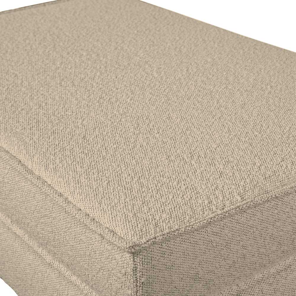 Polsterhocker aus Boucle Stoff in Beige - Glamoure