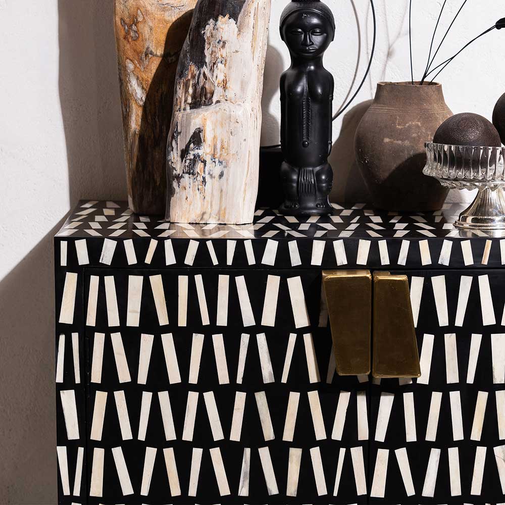 Design Kommode mit Knochen Intarsien - Davos