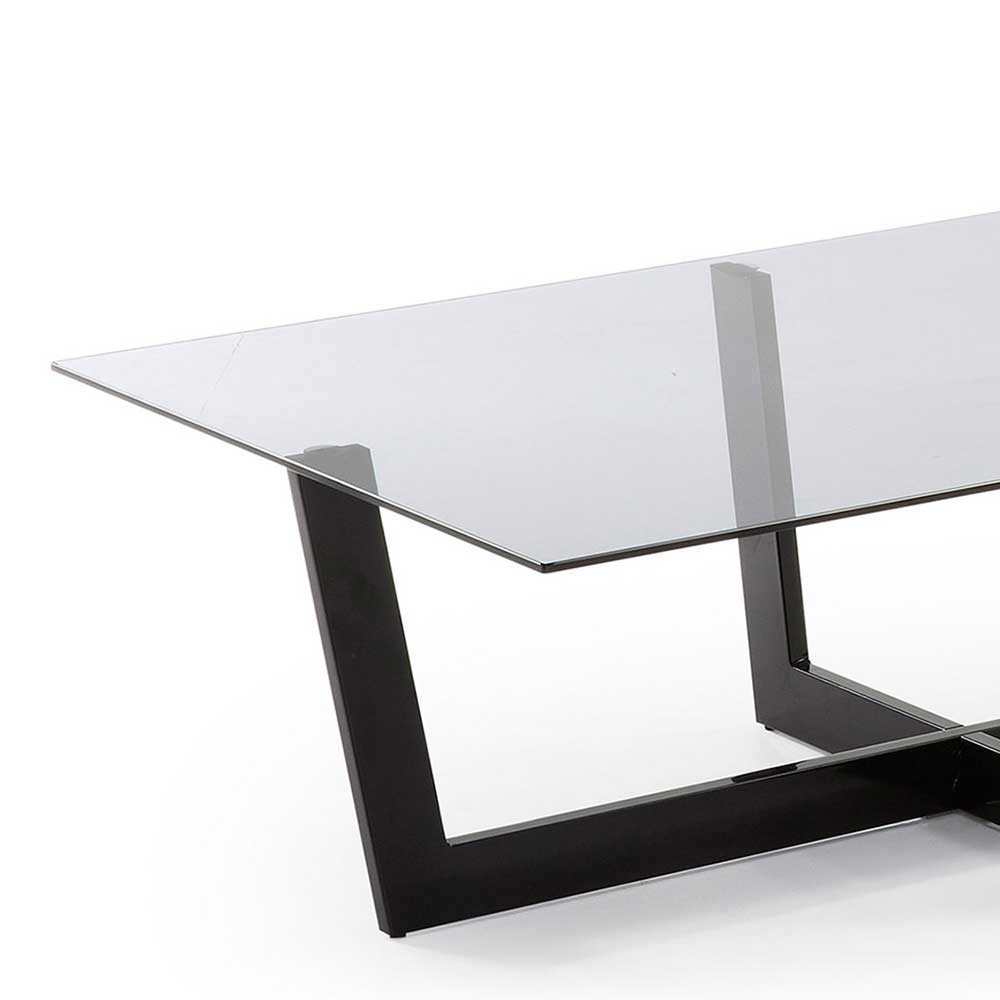 Rauchglas Couchtisch mit Gestell Schwarz - Loisava