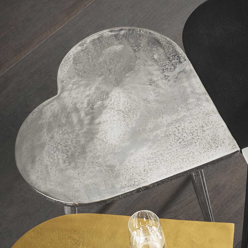 Herz Design Beistelltisch in Nickelfarben Alu - Trane