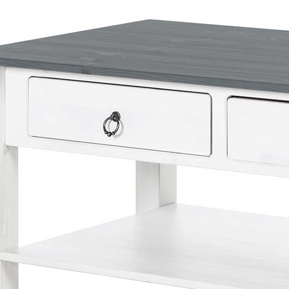110x45x60 Landhaus Wohnzimmertisch zweifarbig - Drawa