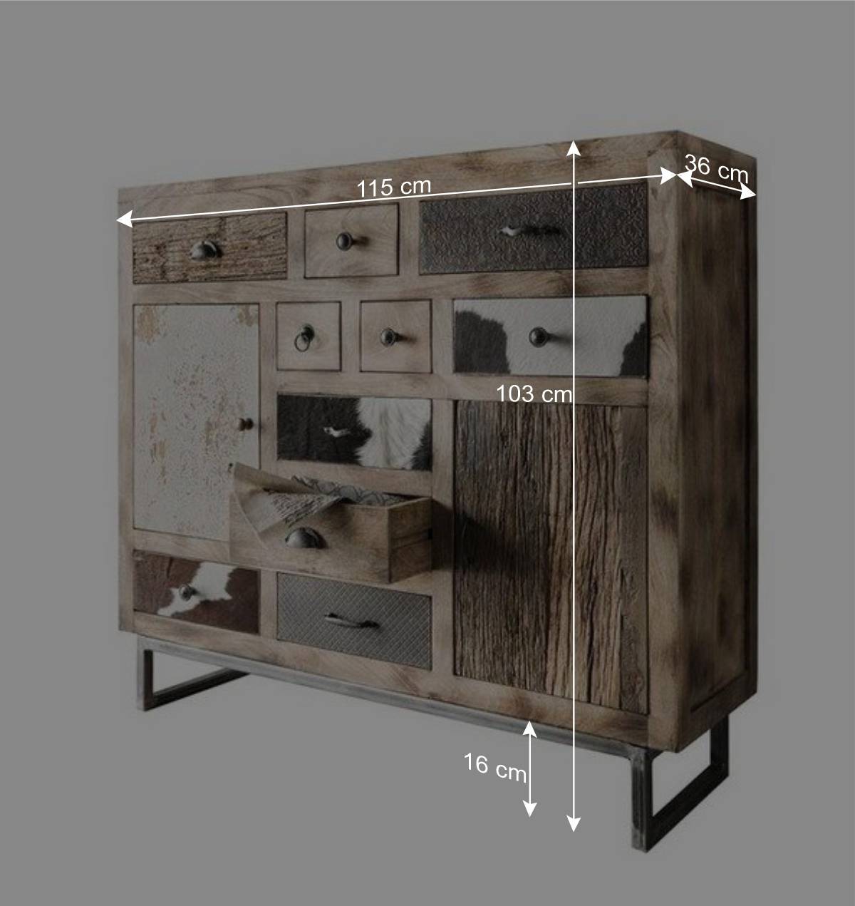 115x103x36 Große Kommode aus Recyclingholz - Calcalero
