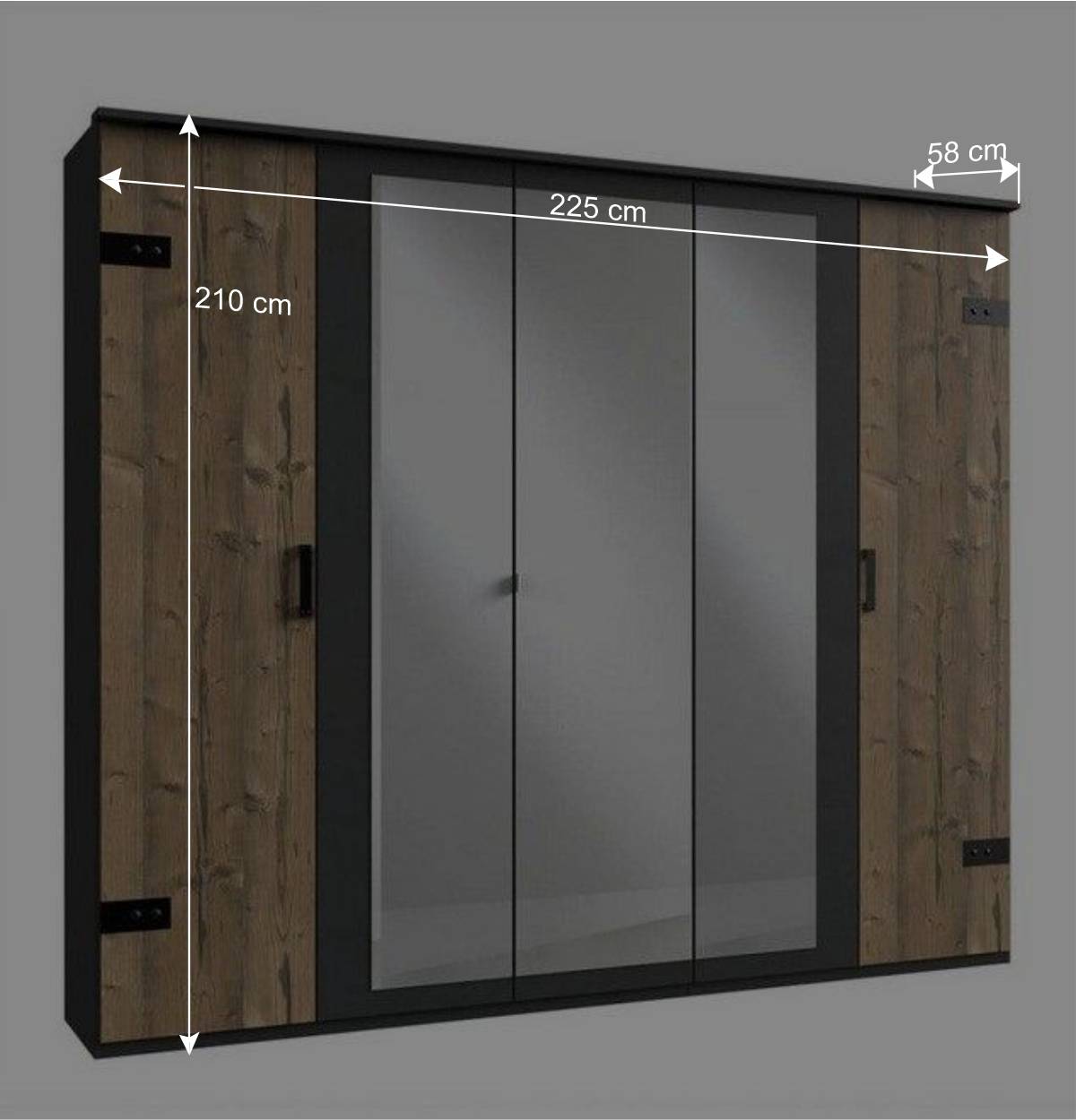 225 cm breiter Kleiderschrank modern - Ardila