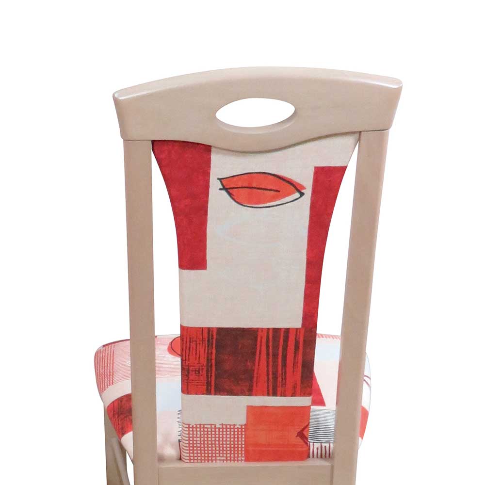 Helle Küchenstühle in Buche Tanja & Rot gemustert (2er Set)