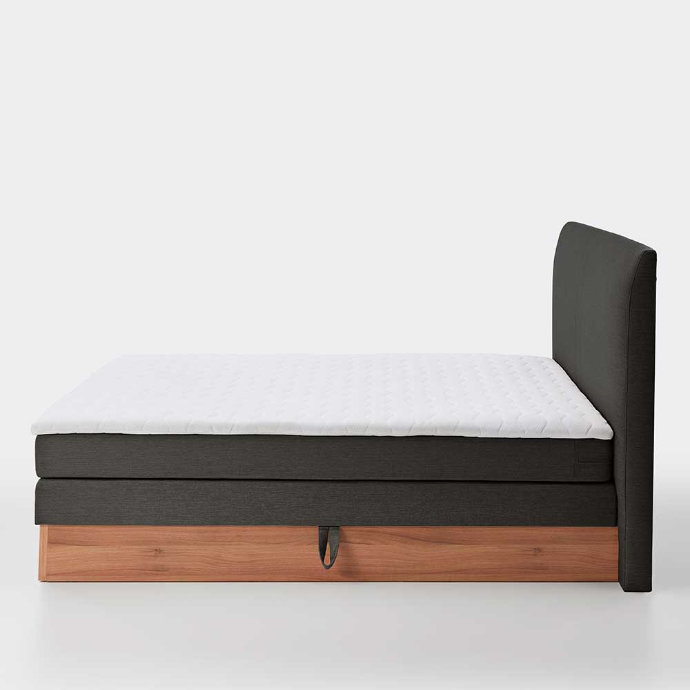 Boxbett mit Stauraum in Anthrazit & Walnuss - Pitta