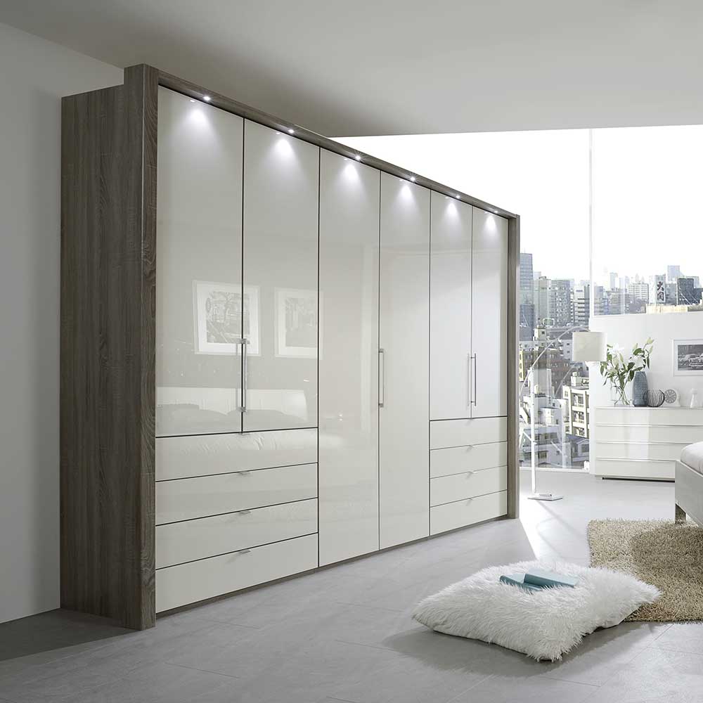 Falttürenschrank Racapulco in Creme Weiß