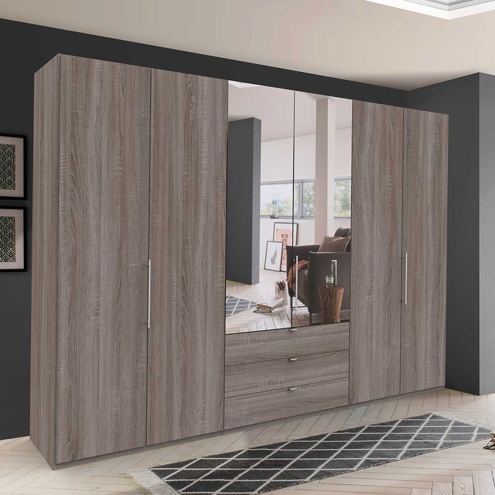 300 cm breiter Falttürenschrank in Holzoptik dunkel - Riding