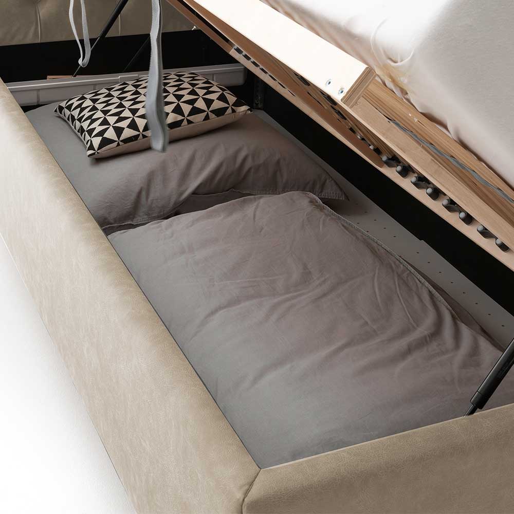 Bettkasten Bett in Beige Microfaser - Croscony