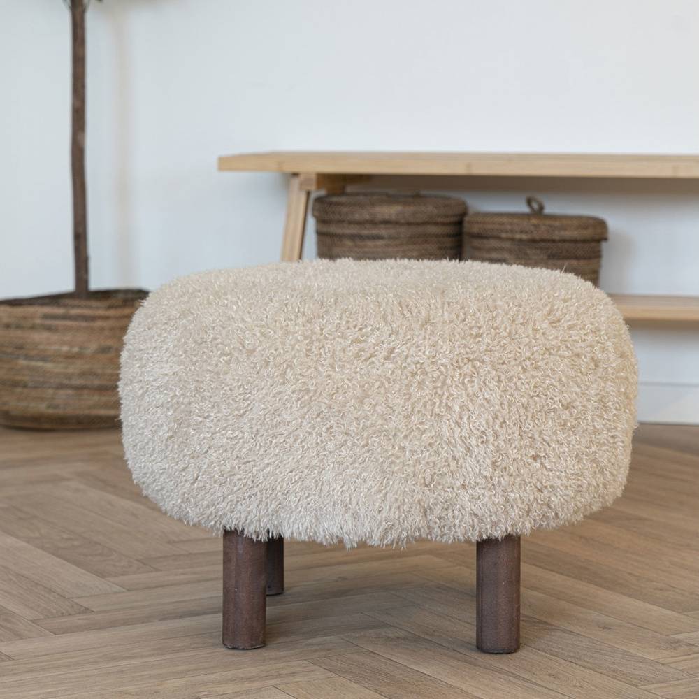 Kunstfell Hocker in Beige - Andjes