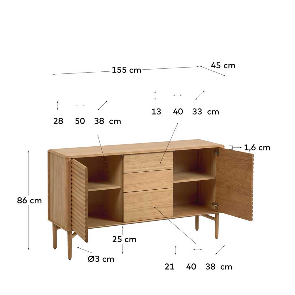 155x86x45 Skandi Kommode in Eiche - Eyre