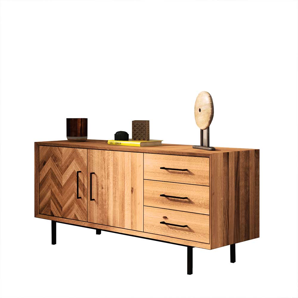 Wildeiche Sideboard 2-türig & 3 Schubladen - Kerfa
