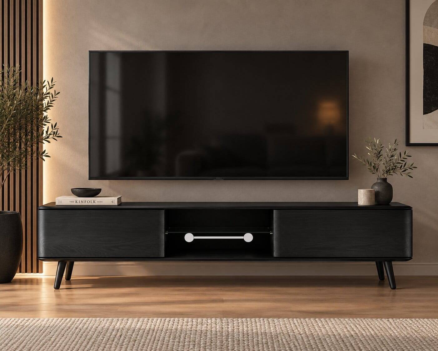 TV Unterschrank in Schwarz aus Eiche - Arathan