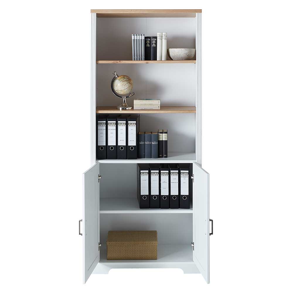 86x204x38 Landhaus Büroschrank mit drei Fächern - Mehady