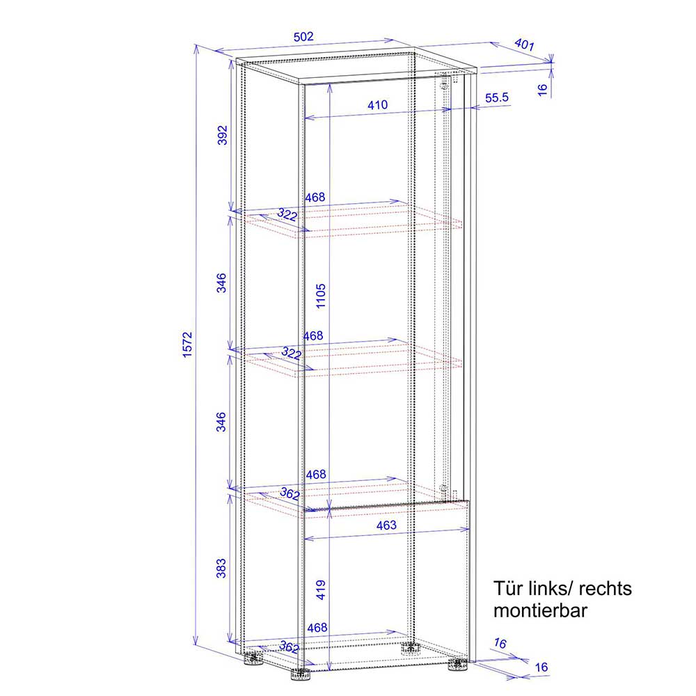 50x158x40 2-türiger Schrank in Weiß - Nonessia